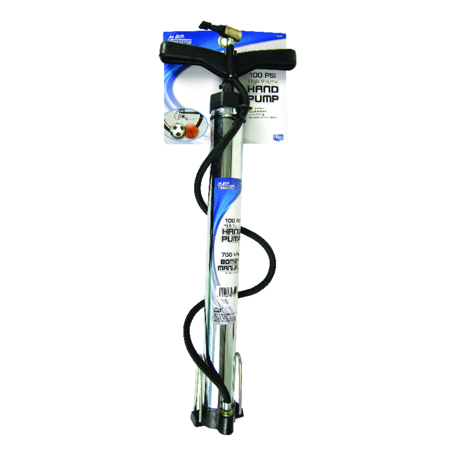 100 Psi High Volume Hand Air Pump With 27 In. Hose And Adapters