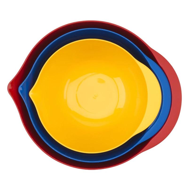3-piece Assorted Plastic Mixing Bowl Set - 8, 9, And 10 Inch Sizes