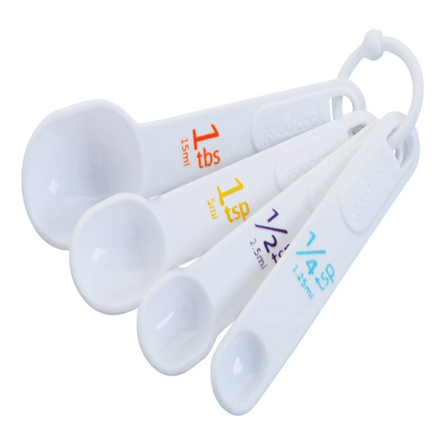 Measuring Spoons Set, Molded Plastic, Four Piece Set with Standard Sizes