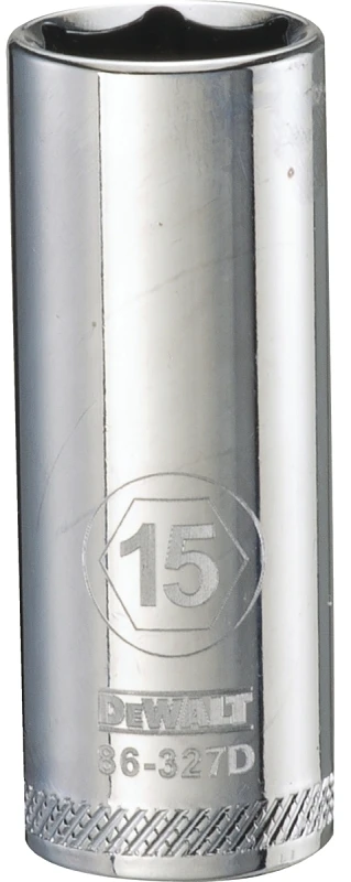 Metric Deep Socket, 6-point, 3/8-inch Drive, 15mm - Durable Chrome Vanadium Steel