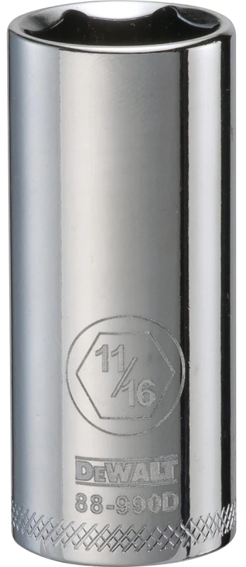 Six Point Deep SAE Socket 11/16 Inch 3/8 Inch Drive