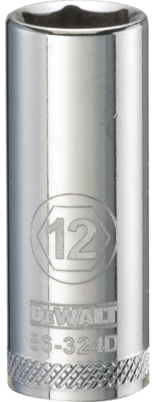 Metric Deep Socket, 6-point, 3/8-inch Drive, 12mm, Chrome Vanadium Steel