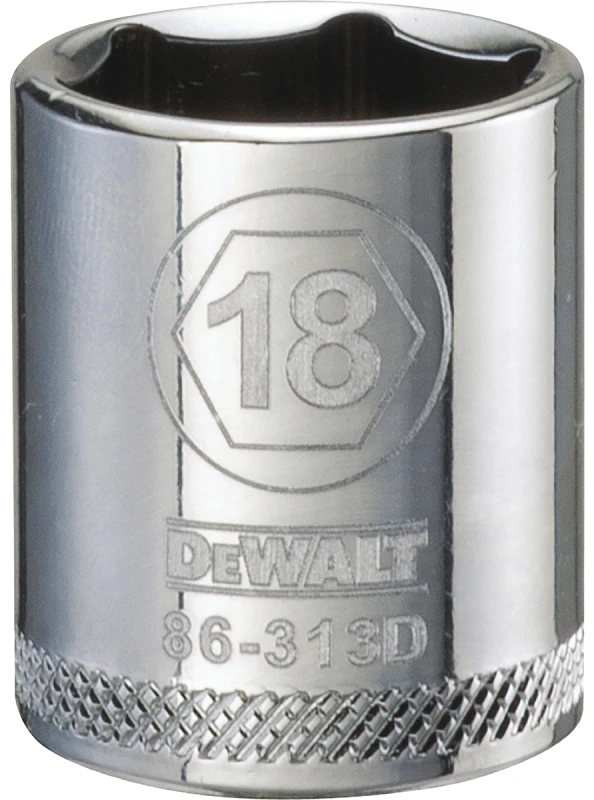 Metric Shallow Socket, 6-point, 3/8-inch Drive, 18mm - Durable Chrome Vanadium Steel