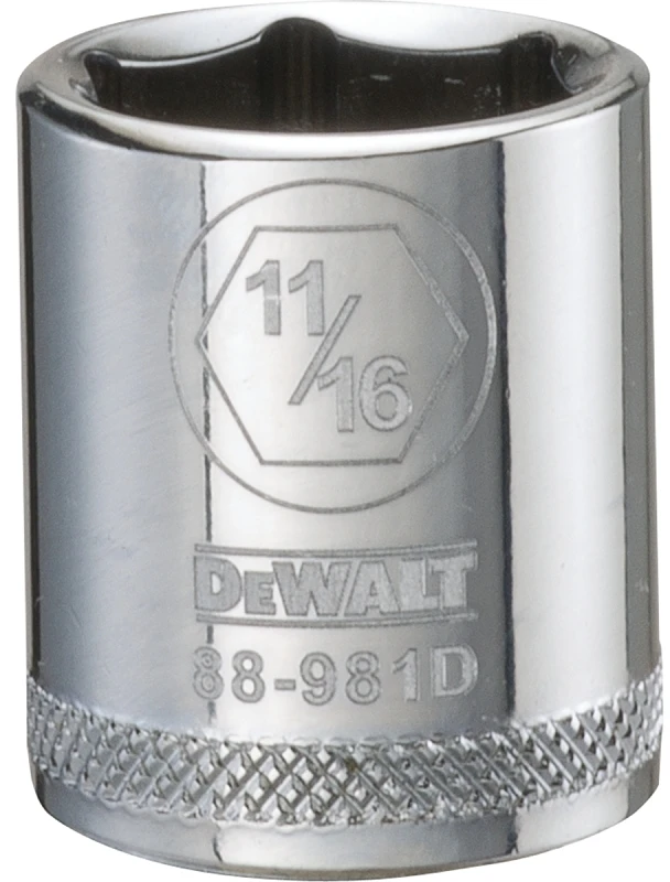 Sae Shallow Socket, 6-point, 11/16-inch, 3/8-inch Drive, Chrome Vanadium Steel