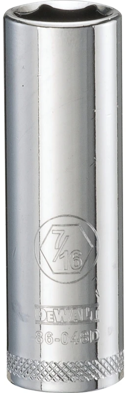 Sae Deep Socket, 6-point, 7/16-inch, 1/4-inch Drive