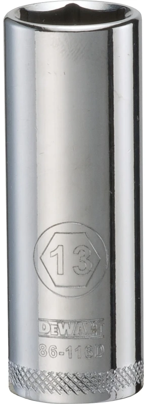 Metric Deep Socket, 6-point, 1/4 In. Drive, 13mm - Durable Chrome Vanadium Steel