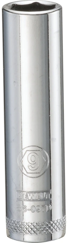 Metric Deep Socket, 6-point, 1/4-inch Drive, 9mm - Durable Chrome Vanadium Steel
