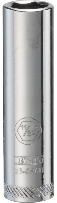 Sae Deep Socket, 6-point, 11/32-inch, 1/4-inch Drive