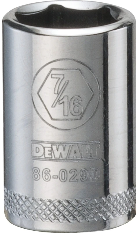 Sae Shallow Socket, 6-point, 7/16-inch, 1/4-inch Drive, Chrome Vanadium Steel
