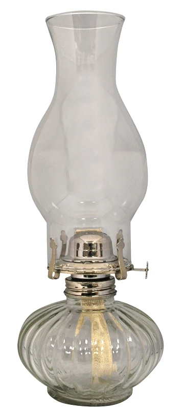 Clear Glass 13.81 In. Ellipse Oil Lamp With 19.5 Oz Capacity