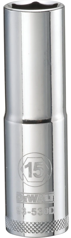 Metric Deep Socket, 6-point, 1/2-inch Drive, 15mm - Durable Chrome Vanadium Steel