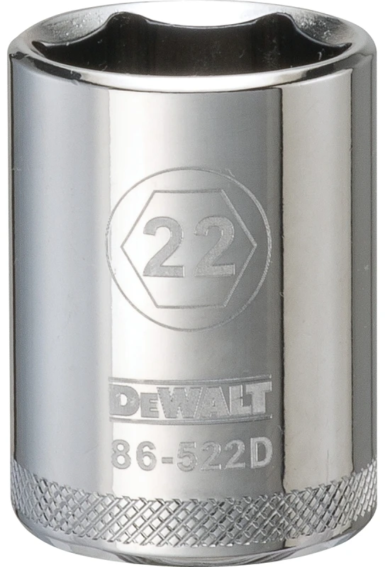 Metric Shallow Socket, 6-point, 1/2-inch Drive, 22mm - Durable Chrome Vanadium Steel