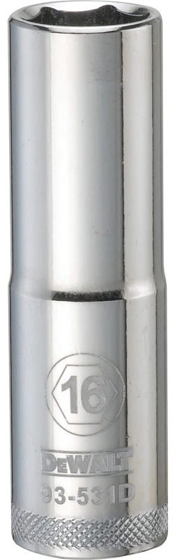 16 Millimeter Metric Deep Socket, 6-Point, One Half Inch Drive