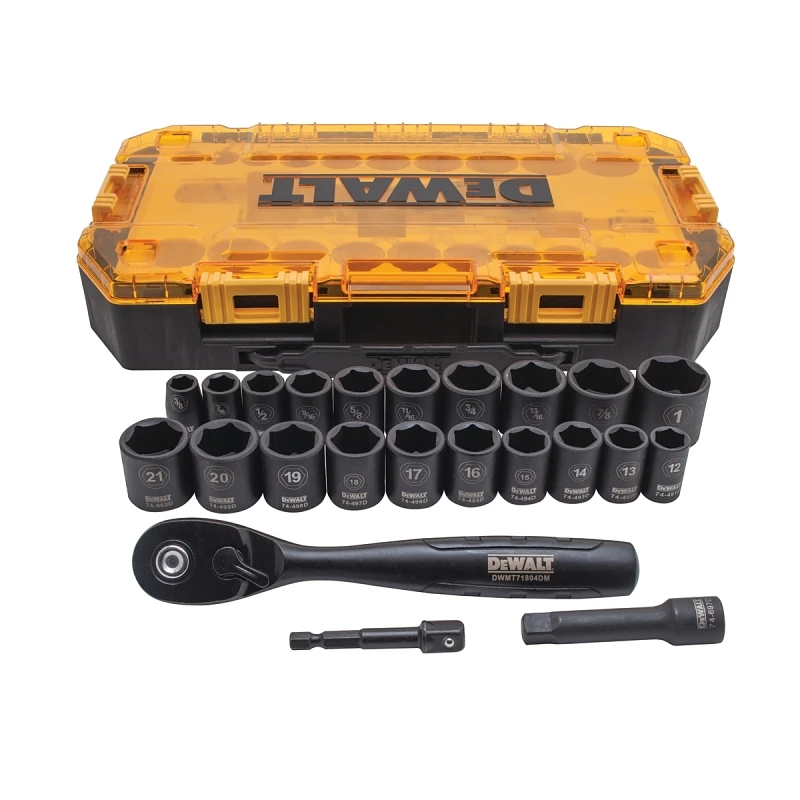 23-piece 3/8 Inch Drive Impact Socket Set With Ratchet And Extensions