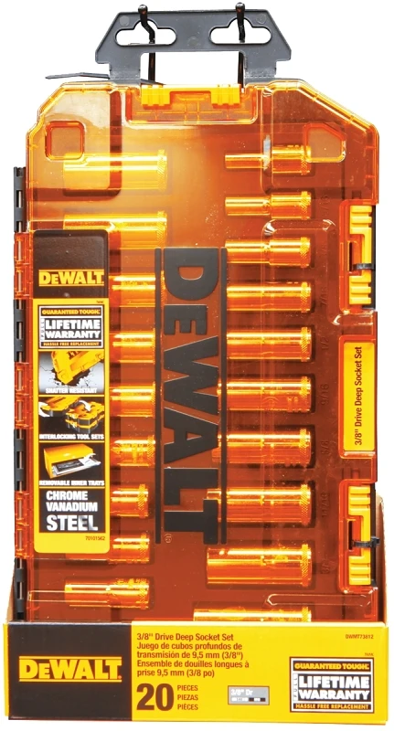 20-piece Deep Socket Set, Sae & Metric, 3/8 In. Drive With Case