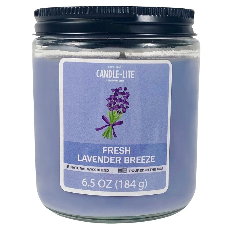 Fresh Lavender Breeze Scented Candle, 6.5 Oz. Jar With Screw Top Lid