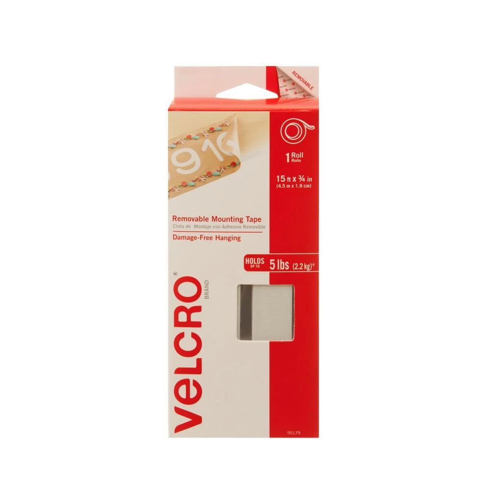 Velcro® Brand Removable Mounting Tape, 3/4 In. X 15 Ft., Holds Up To 5 Lb