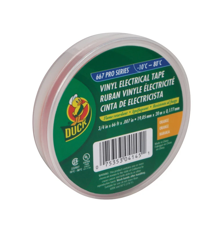 Orange Vinyl Electrical Tape, 0.75 Inch Width by 66 Feet Length