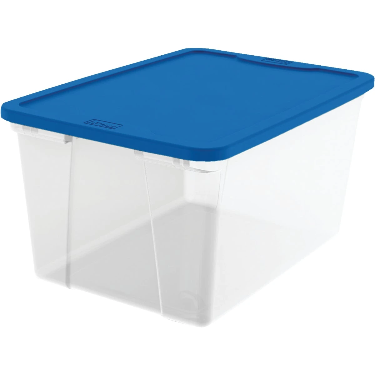 56 Qt. Clear Storage Tote With Blue Lid - Stackable And Modular Design