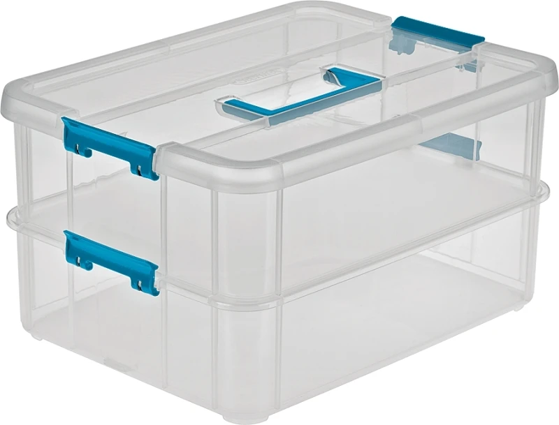 Stack & Carry 2-layer Handle Box, 14.375"l X 10.75"w X 7.625"h