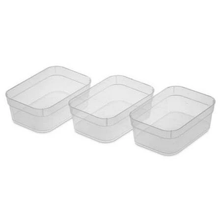 Medium Storage Trays, Clear, 7 x 4-7/8 x 2-1/2 In., 3-Pk.