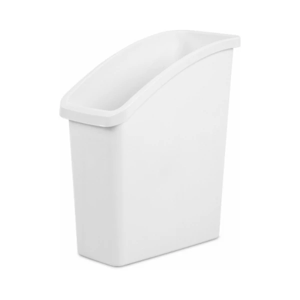 Under Sink Wastebasket, White, 8 Gallon Capacity, 15.75" L X 8" W X 18" H