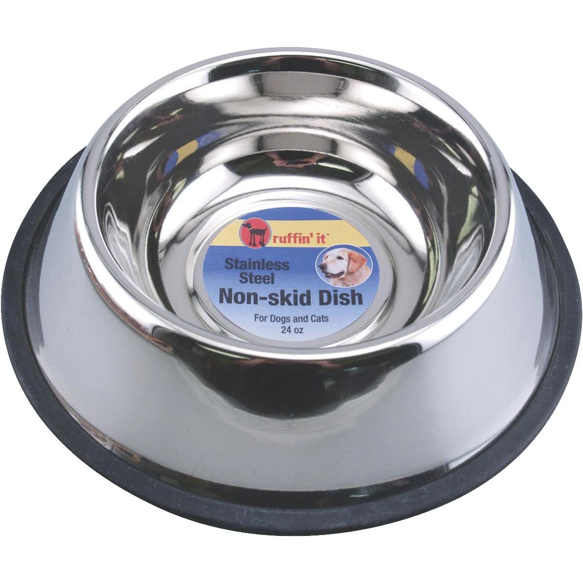 Pet Dish Stainless Steel 24 Ounce Capacity Durable Non-Slip Base