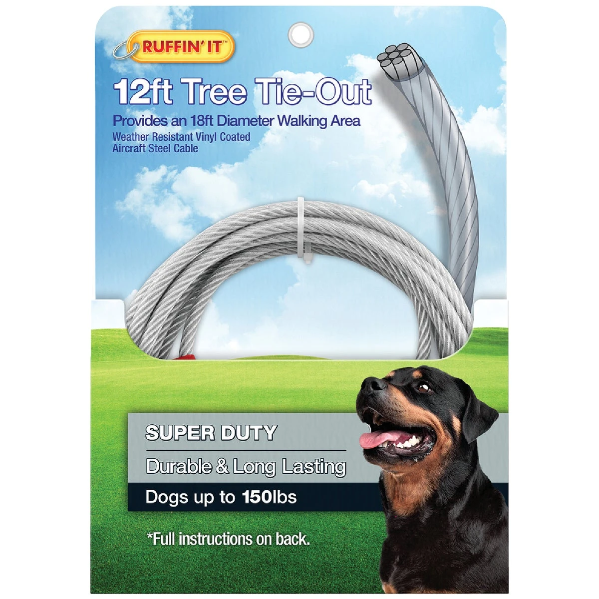 Ruffin' It Tree Tie-out Cable For Extra Large Dogs, 12 Feet