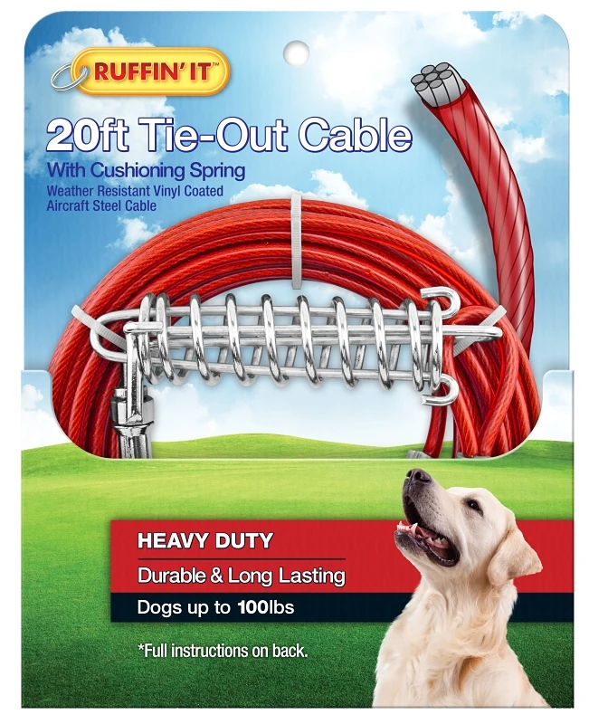 Heavy-duty Large Dog Tie-out Cable, 20 Ft. - Red