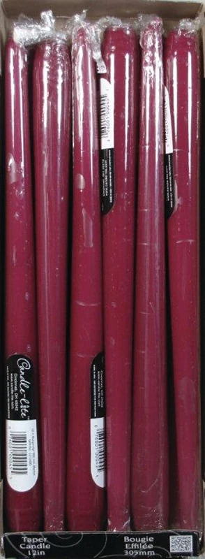 12-inch Burgundy Taper Candle - Elegant Home Decor And Ambiance Enhancer