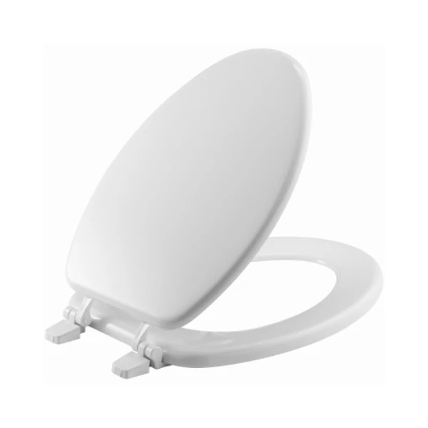 Elongated White Enameled Wood Toilet Seat Model 166tt000
