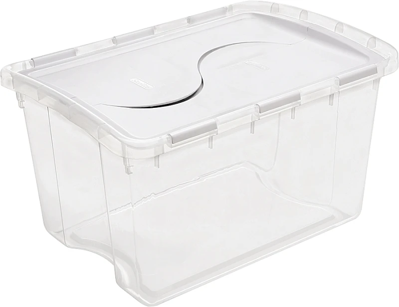48 Qt. Clear Hinged Lid Storage Tote - Versatile Storage Solution