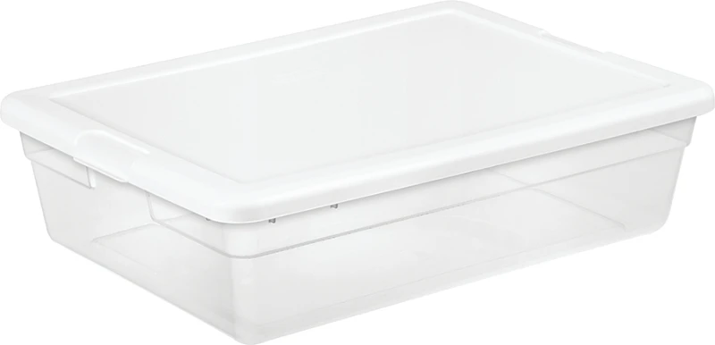28 Quart Storage Box With White Lid And Clear Base, Model 16558010