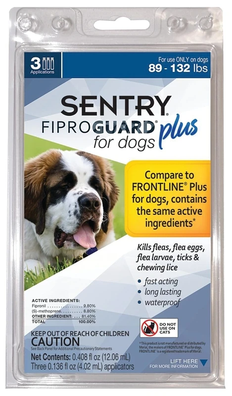 Fiproguard Plus Flea & Tick Squeeze On For Dogs 89-132 Lb, 3 Pk