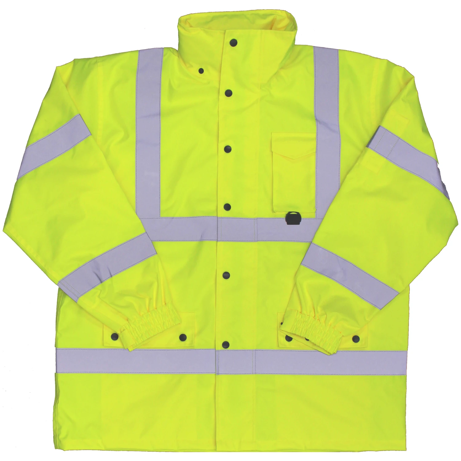 Hi-vis Yellow Polyester Rain Jacket Medium - Unisex Waterproof Workwear