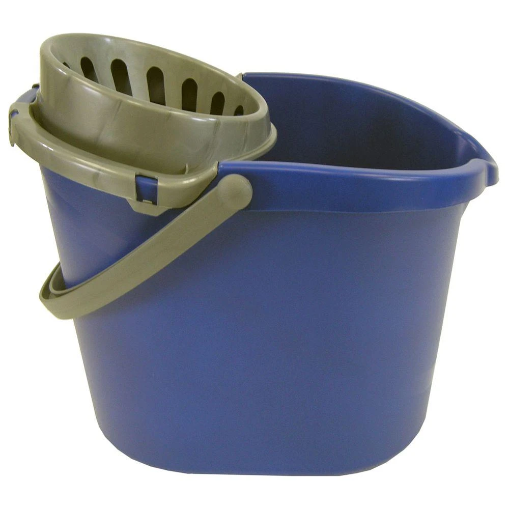 Blue Oval Mop Bucket with Wringer, 15 Quart Capacity
