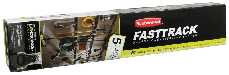 Fasttrack Garage Storage System, 5-piece Rail & Hook Kit
