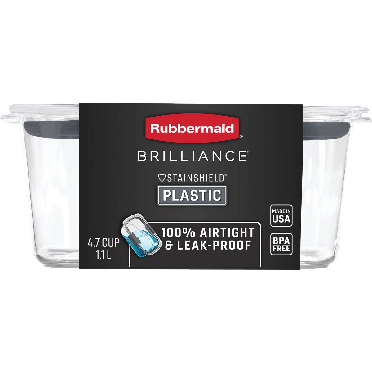 Brilliance 4.7 Cup Clear Rectangle Food Storage Container With Lid