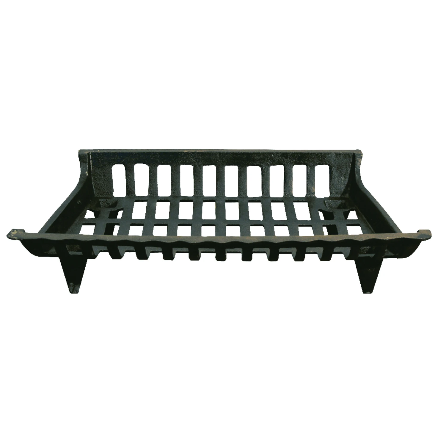 Black Cast Iron Fireplace Grate, 24" Width, 15" Depth, 6" Height
