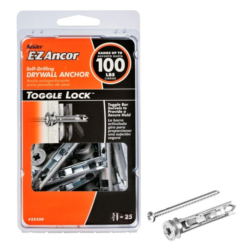 Drywall Toggle Bolts, Self-Drilling, #90, 25-Pk.