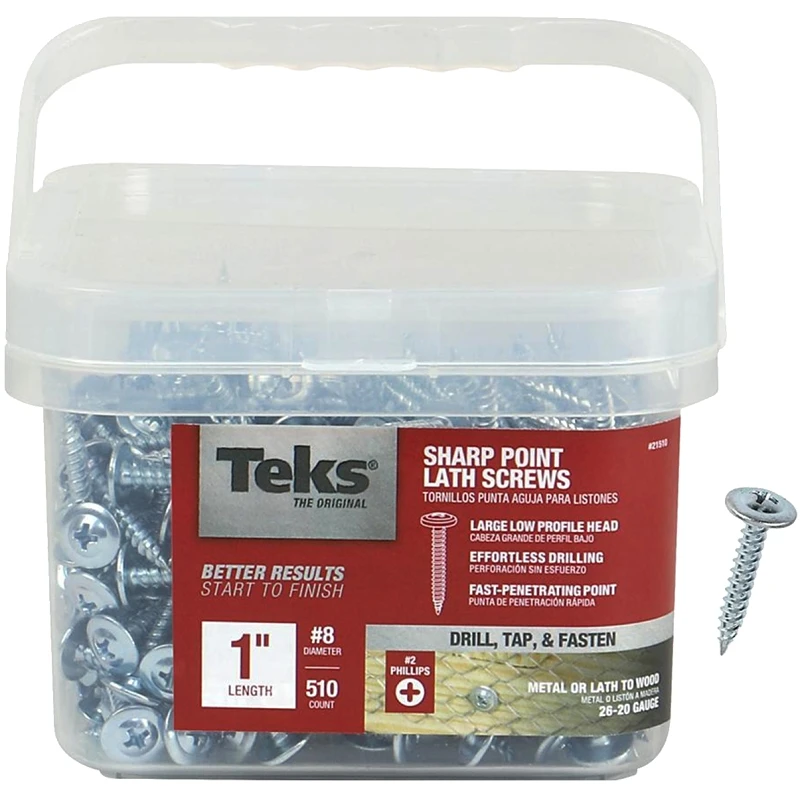 Lath Screws, Metal To Metal, Sharp Point, #8-15 x 1 In., 510-Pk.