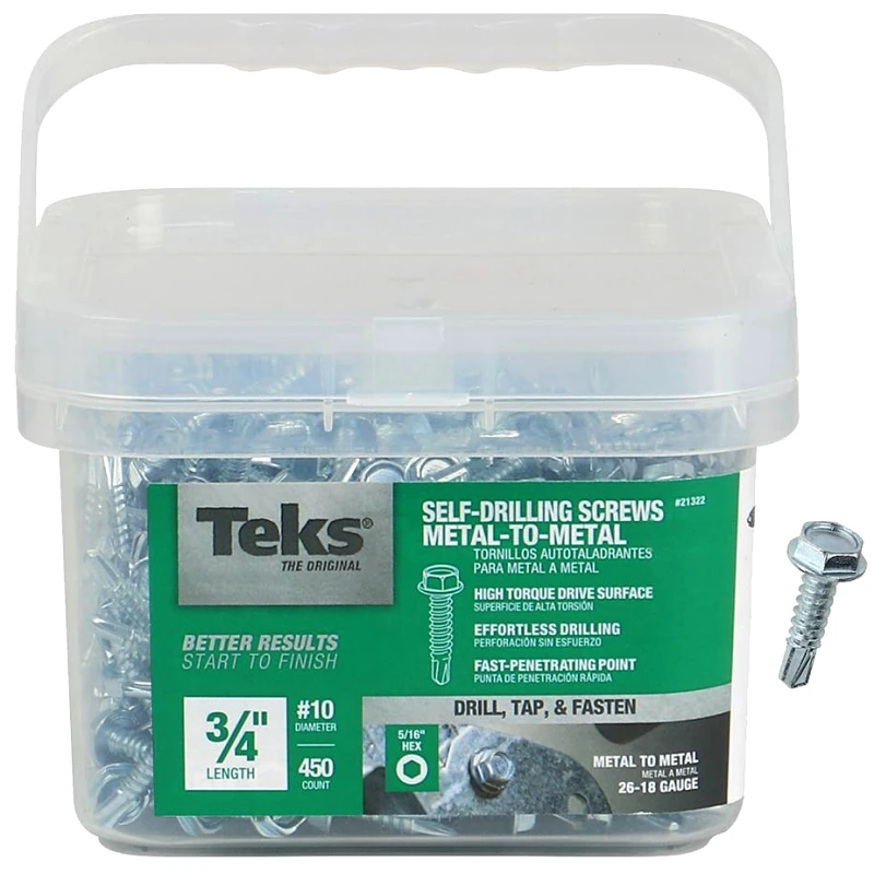 Self-Tapping Screws, Metal To Metal, Hex Head, Drill Point, #10-15 x 3/4 In., 450-Pk.