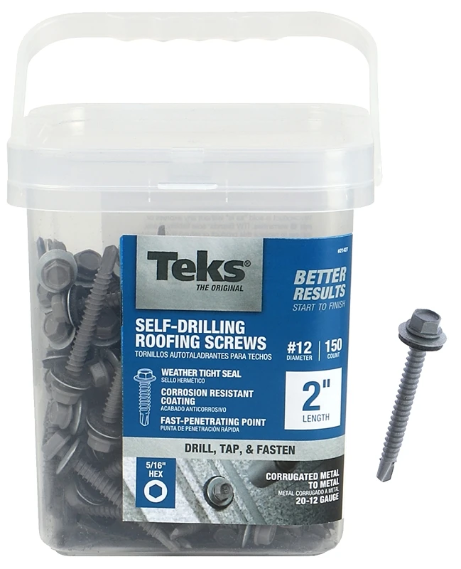 Roofing Screws, Metal To Wood, Hex Washer Head, Drill Point, #12-14 x 2 In., 150-Pk.