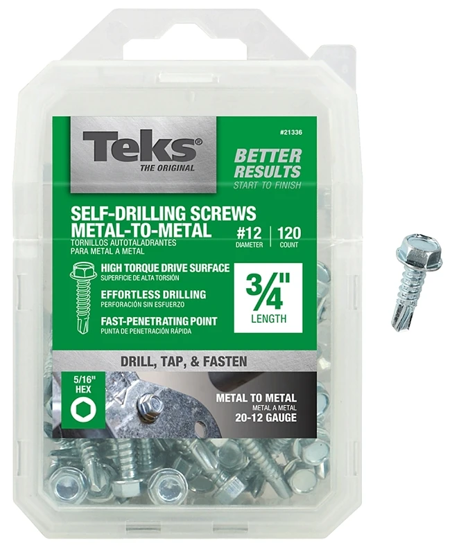 Self-Tapping Screws, Hex Head, Metal To Metal, #12 x 3/4 In., 120-Pk.