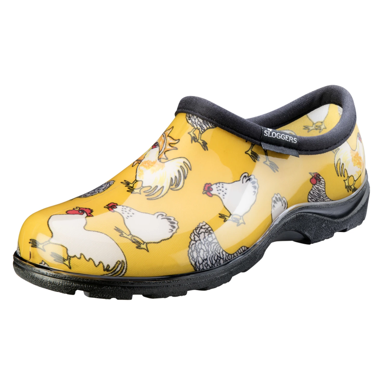 Women's Waterproof Garden Shoes Size 10 Daffodil Yellow Chicken Print