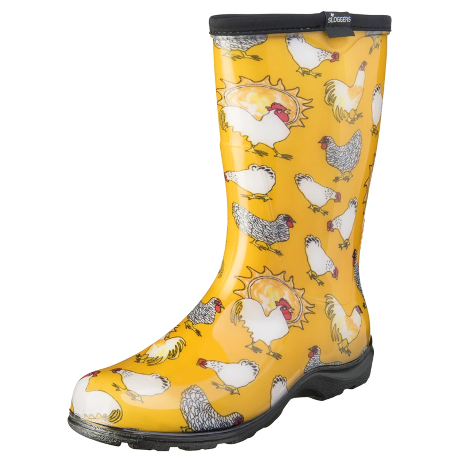 Women's Garden/rain Boots Size 9 Daffodil Yellow Chicken Print