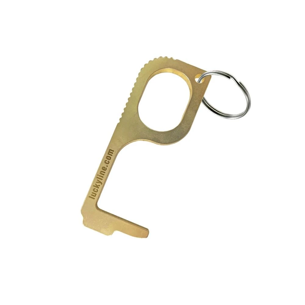 Hygiene Hook And Door Opener With Key Ring, Brass Model 48201