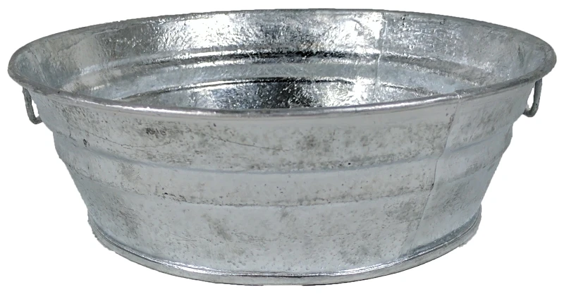 2-quart Hot Dipped Steel Low Round Flat Tub For Storage And Planters