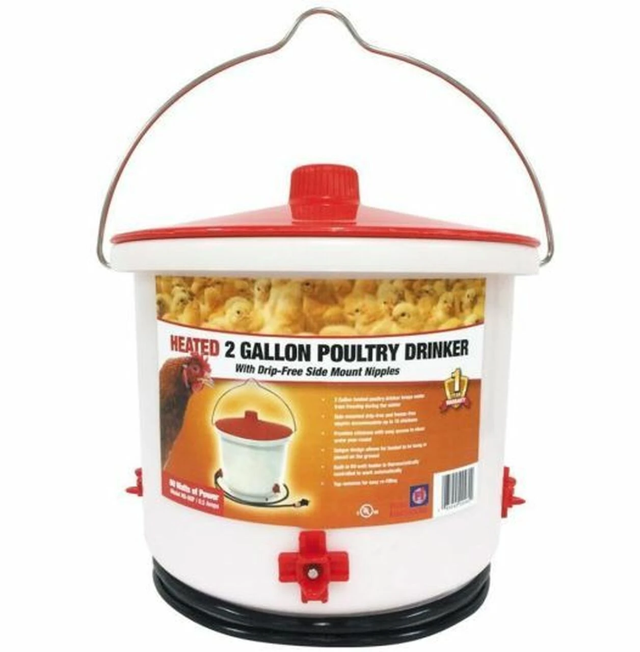 2 Gallon Heated Poultry Drinker With Thermostatic Control