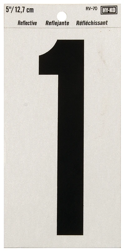 5 In. Reflective Adhesive Vinyl Number One - Weather-resistant & Self-adhesive